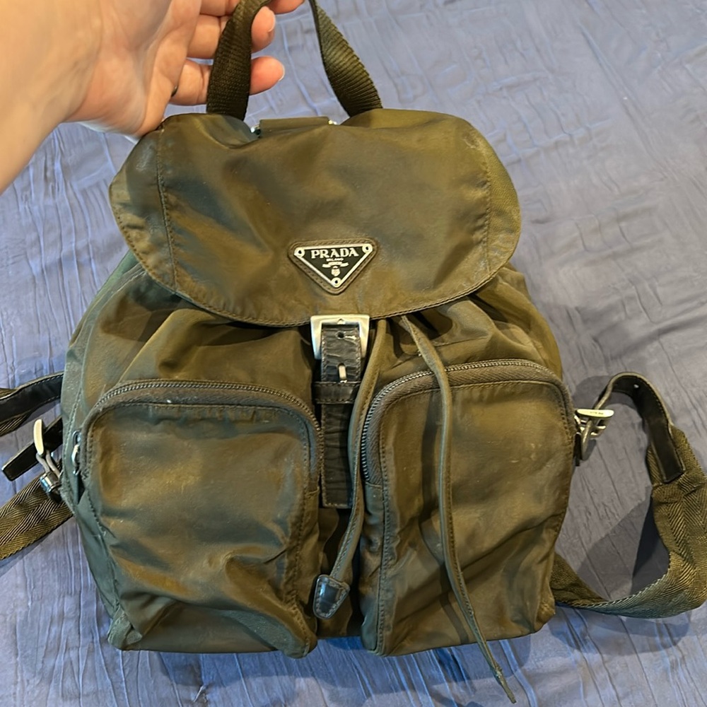 Prada green backpack